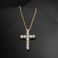 Large Moissanite Cross Pendant: Sterling Silver Italian Chain
