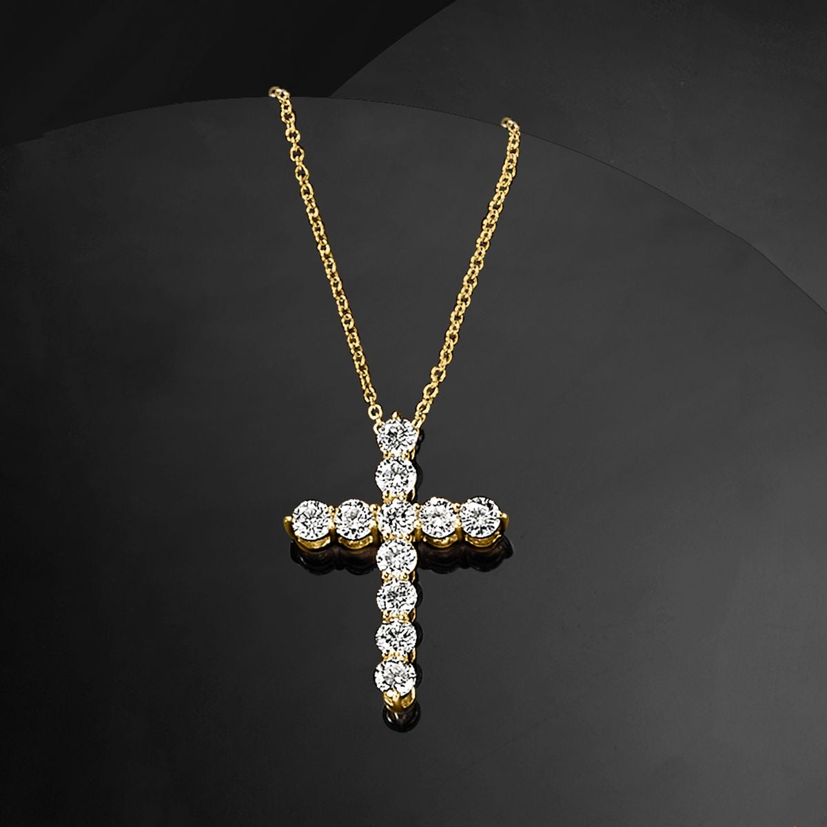 Large Moissanite Cross Pendant: Sterling Silver Italian Chain