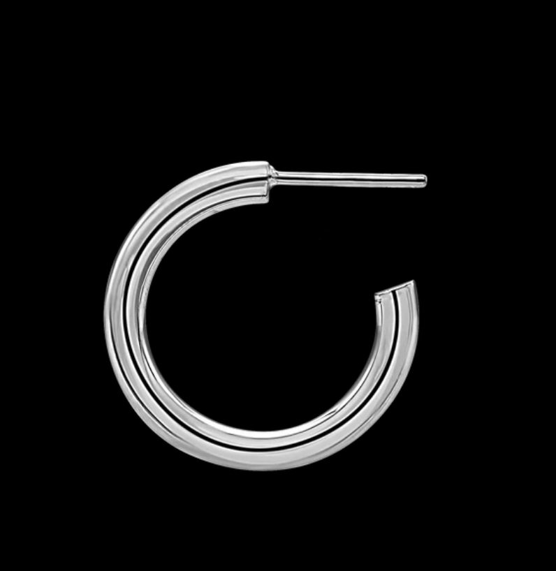 Round Tube Hoop Earrings (Sterling Sliver)