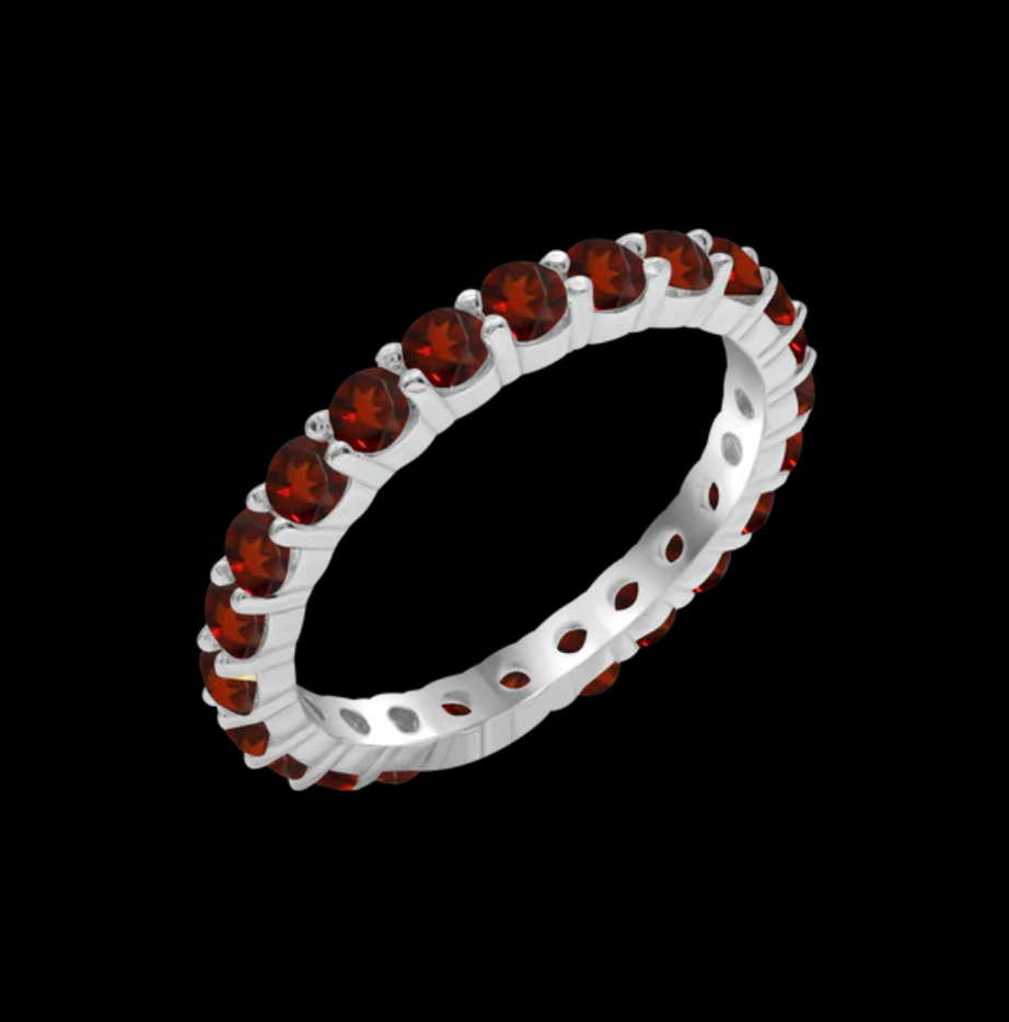 Round Eternity Garnet Gemstone Band