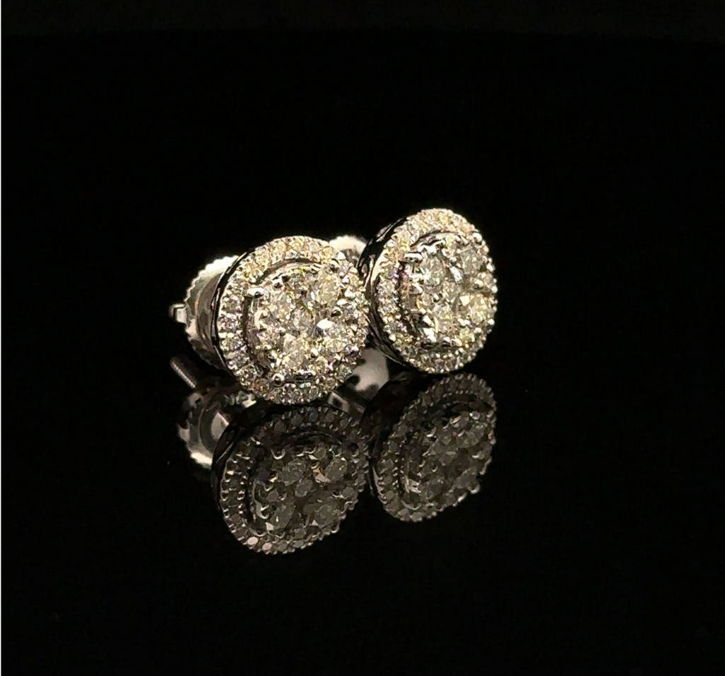 Diamond Halo Stud Earrings