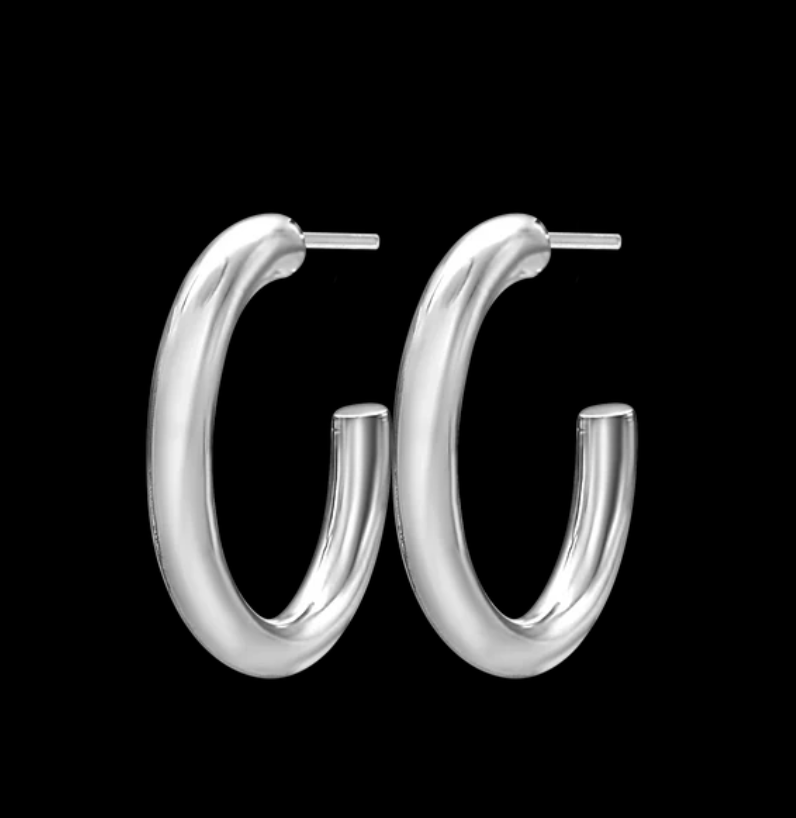 Round Tube Hoop Earrings (Sterling Sliver)