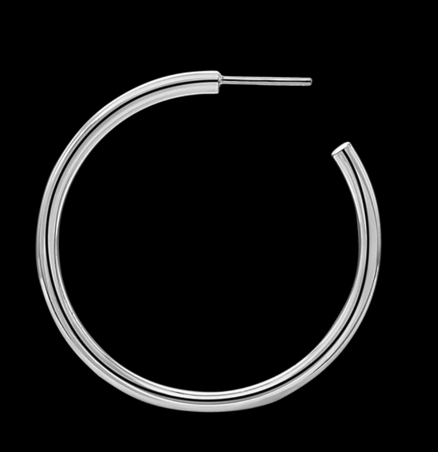 Round Tube Hoop Earrings (Sterling Sliver)