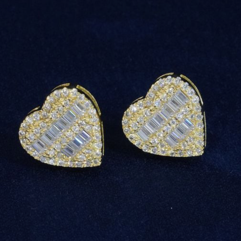 Baguette Heart Shaped Earrings