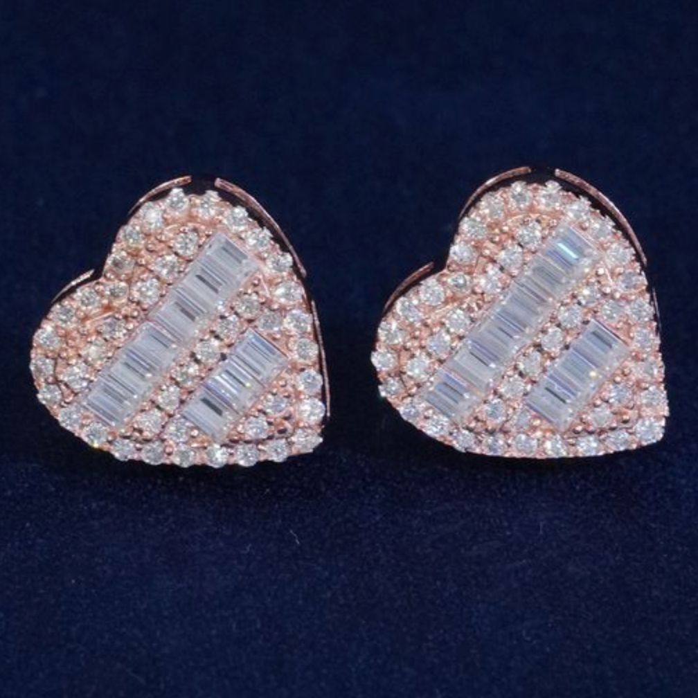 Baguette Heart Shaped Earrings