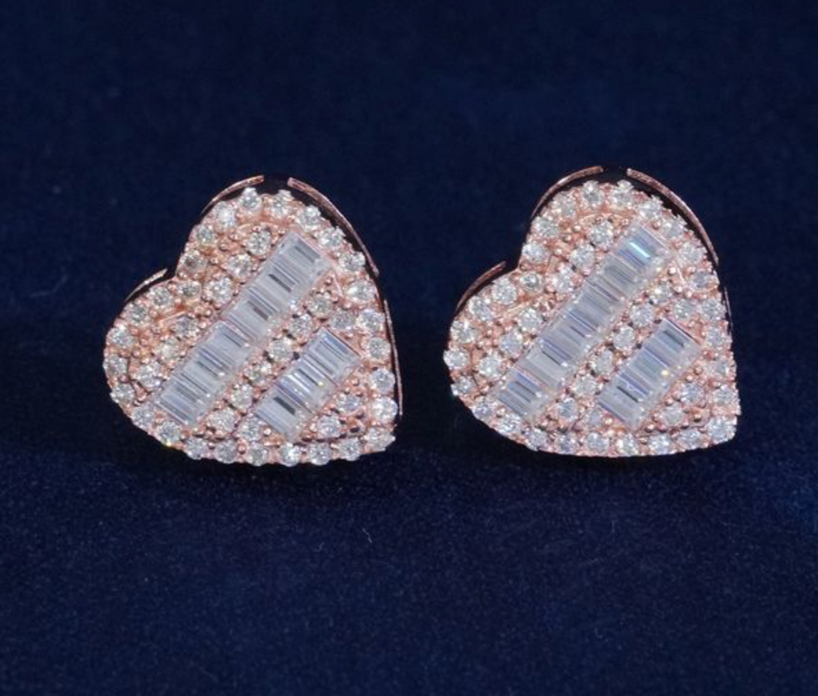 Baguette Heart Shaped Earrings