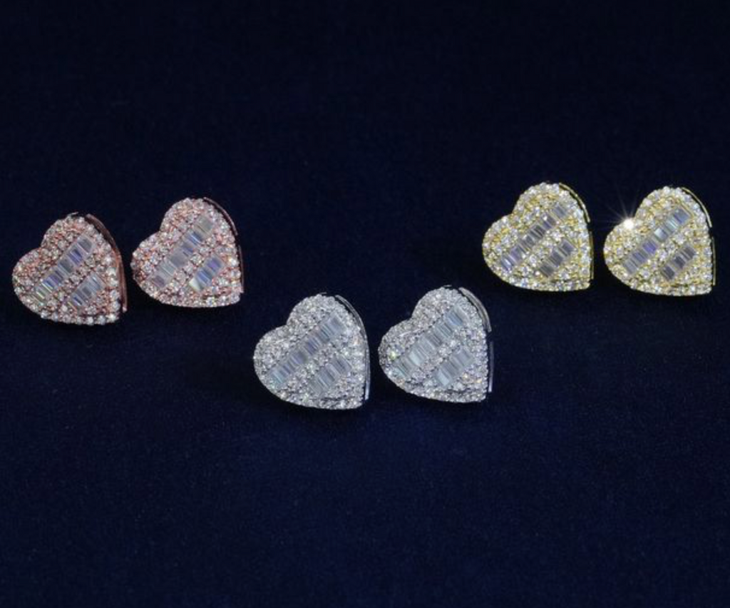 Baguette Heart Shaped Earrings