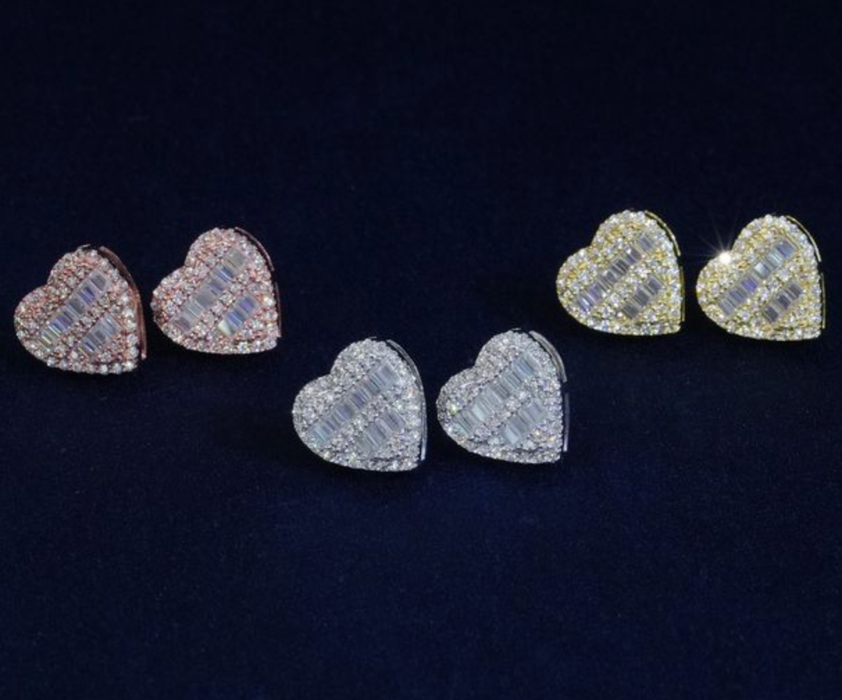 Baguette Heart Shaped Earrings