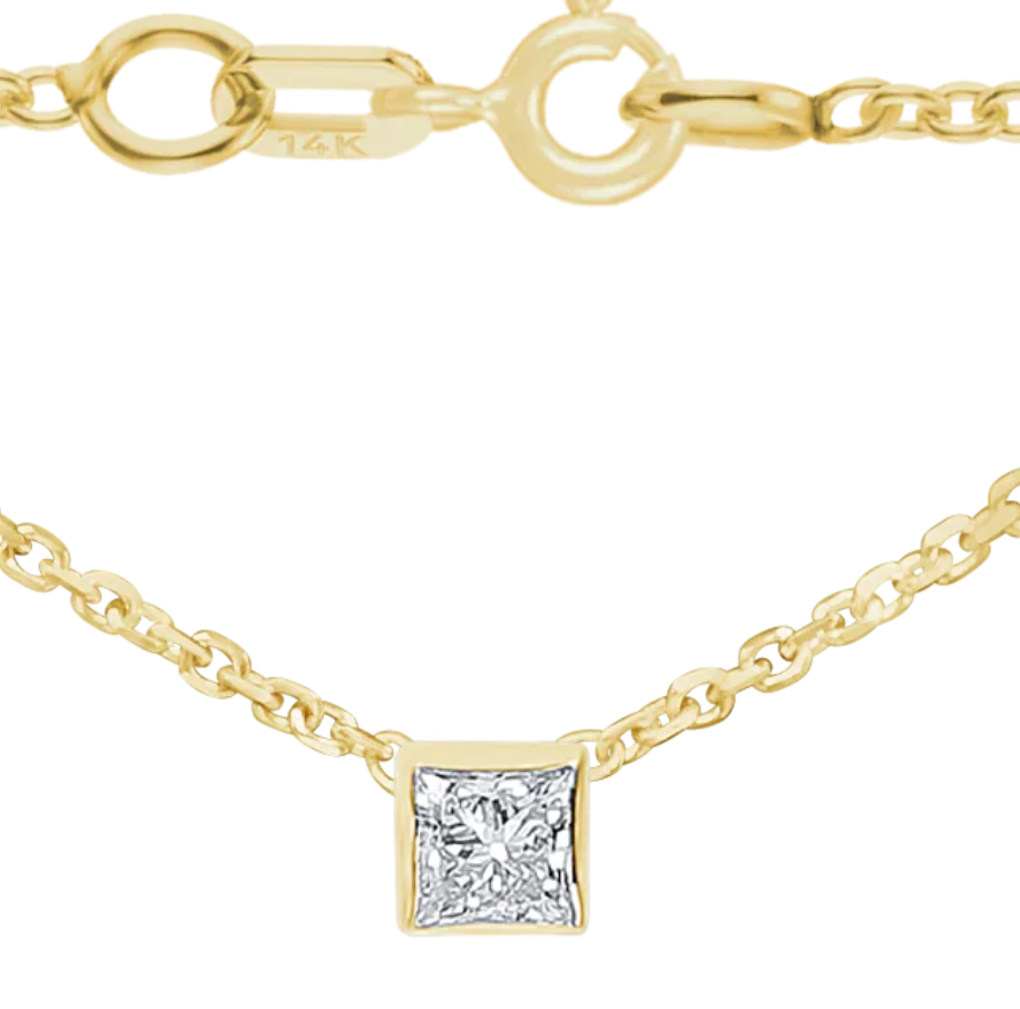 Diamond Square Bezel Charm Necklace