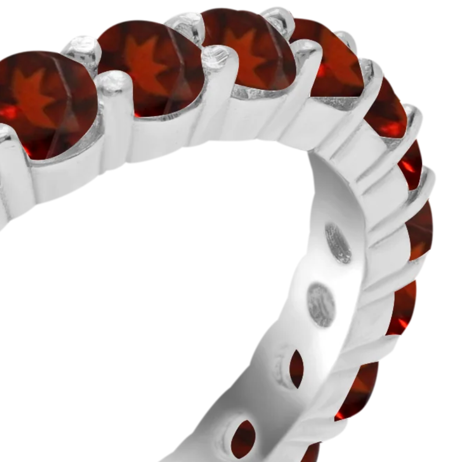 Round Eternity Garnet Gemstone Band
